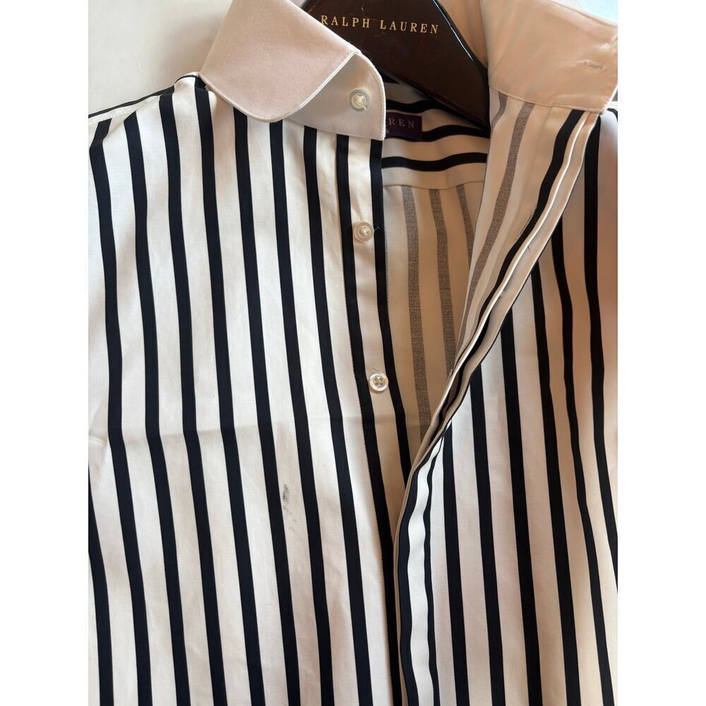 Ralph Lauren Collection Striped Mini Shirt Dress Runway Black White Collared 6 - Picture 16 of 16
